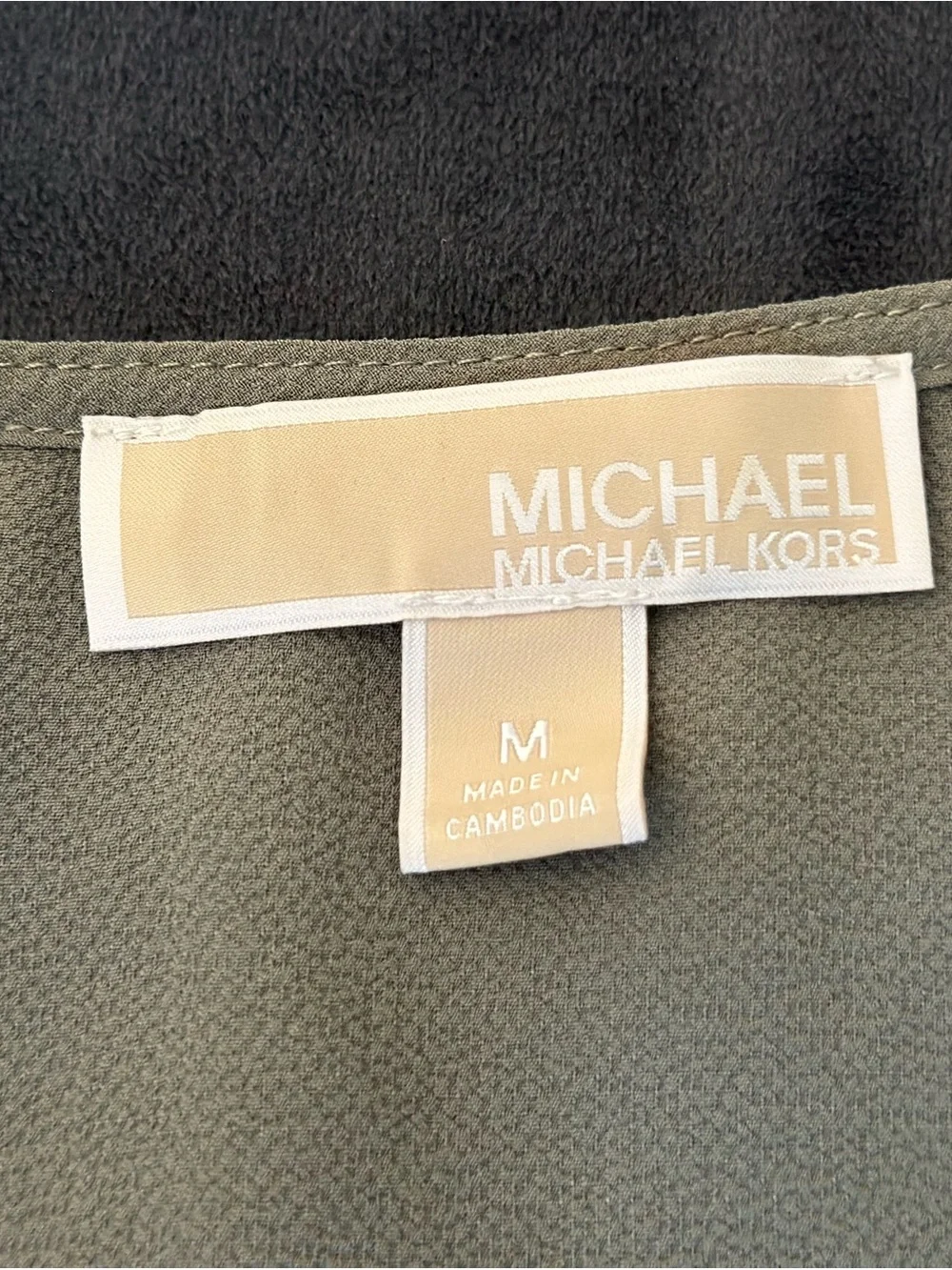 Michael Kors Sage Green Draped V-Neck Blouse